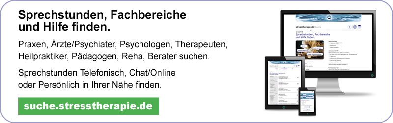 Sprechstunden, Fachbereiche und Hilfe finden auf suche.stresstherapie.de
